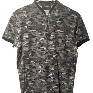 The Kooples Black and Gray Camouflage Button Down Shirt